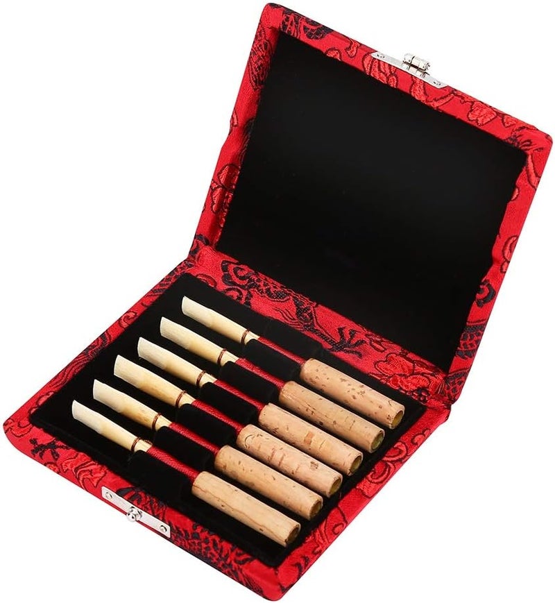 Kodrily 1Pcs Oboe Case, Bassoon Case, Wooden Silk Cloth Cover Case Holder, 3.54 x 3.15 x 0.78 Inch Layers Case Storage Box for 6pcs Oboe Protect Container Oboe Accessories (Red) - Image 1